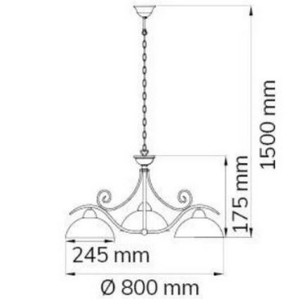 Wofi 5128.03.09.0000 - Lampadario a sospensione con catena LACCHINO 3xE27/60W/230V