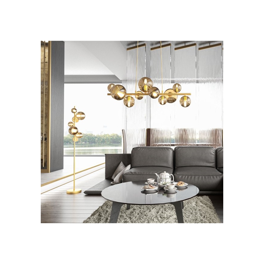 Wofi 6014.10.14.9000 - Lampadario LED a sospensione con filo VILLA 10xG9/3W/230V oro