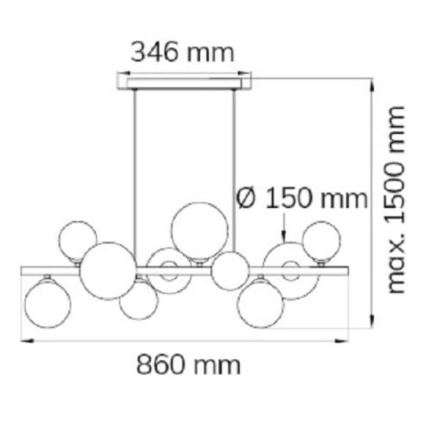 Wofi 6014.10.14.9000 - Lampadario LED a sospensione con filo VILLA 10xG9/3W/230V oro