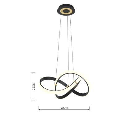 Wofi 6134-104 - Lampadario a sospensione con filo LED dimmerabile INDIGO LED/44W/230V nero/oro