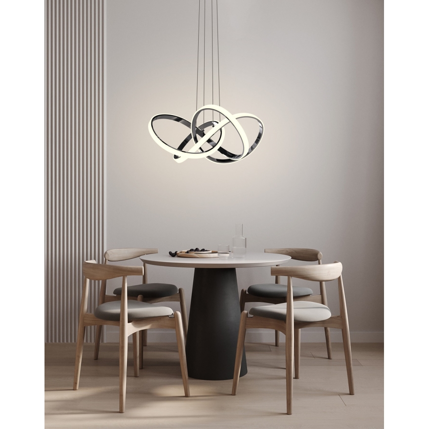 Wofi 6134-105L - Lampadario a sospensione con filo LED dimmerabile INDIGO LED/50W/230V nero/cromo lucido