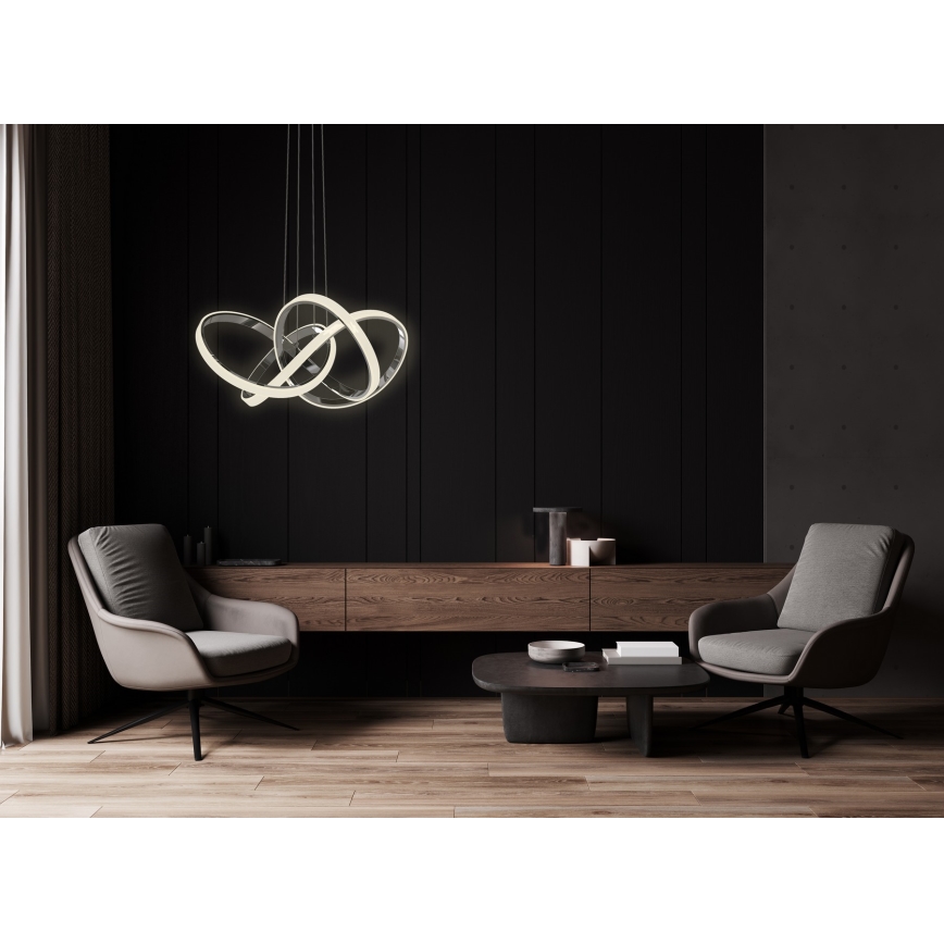 Wofi 6134-105L - Lampadario a sospensione con filo LED dimmerabile INDIGO LED/50W/230V nero/cromo lucido