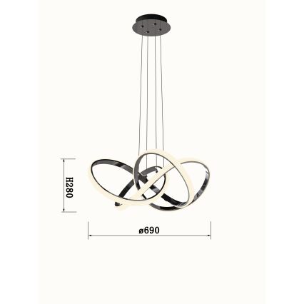 Wofi 6134-105L - Lampadario a sospensione con filo LED dimmerabile INDIGO LED/50W/230V cromo nero