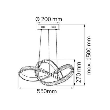 Wofi 6912.01.01.7000 - Lampadario a sospensione con filo LED dimmerabile PRISMA LED/25W/230V