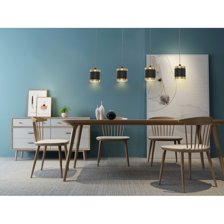 Wofi 7003-404 - Lampadario a sospensione con filo LED dimmerabile TOULOUSE LED/34W/230V nero/oro