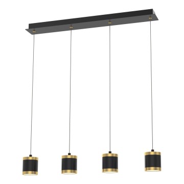 Wofi 7003-404 - Lampadario LED dimmerabile su cavo TOULOUSE 4xLED/8,5W/230V nero/oro