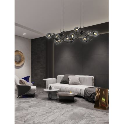 Wofi 7014-1405 - Lampadario LED a sospensione con filo NANCY 14xG9/3,5W/230V nero/cromo lucido