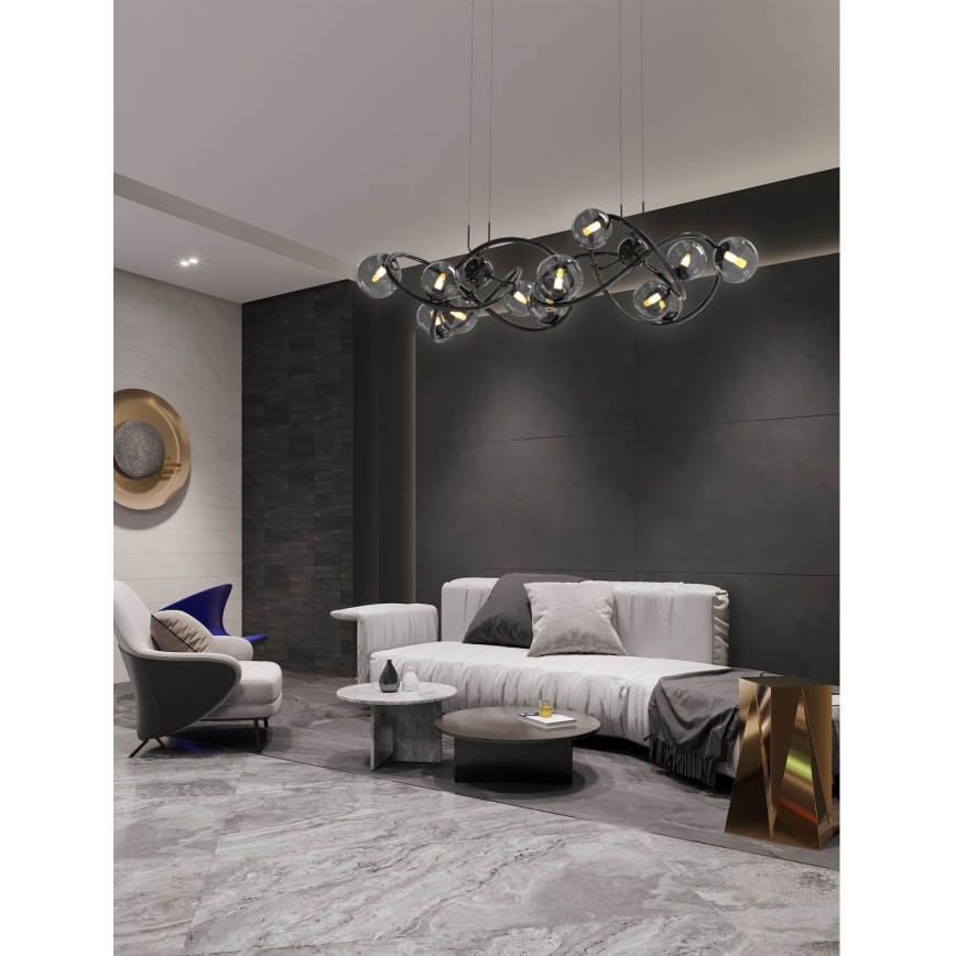 Wofi 7014-1405 - Lampadario LED a sospensione con filo NANCY 14xG9/3,5W/230V nero/cromo lucido