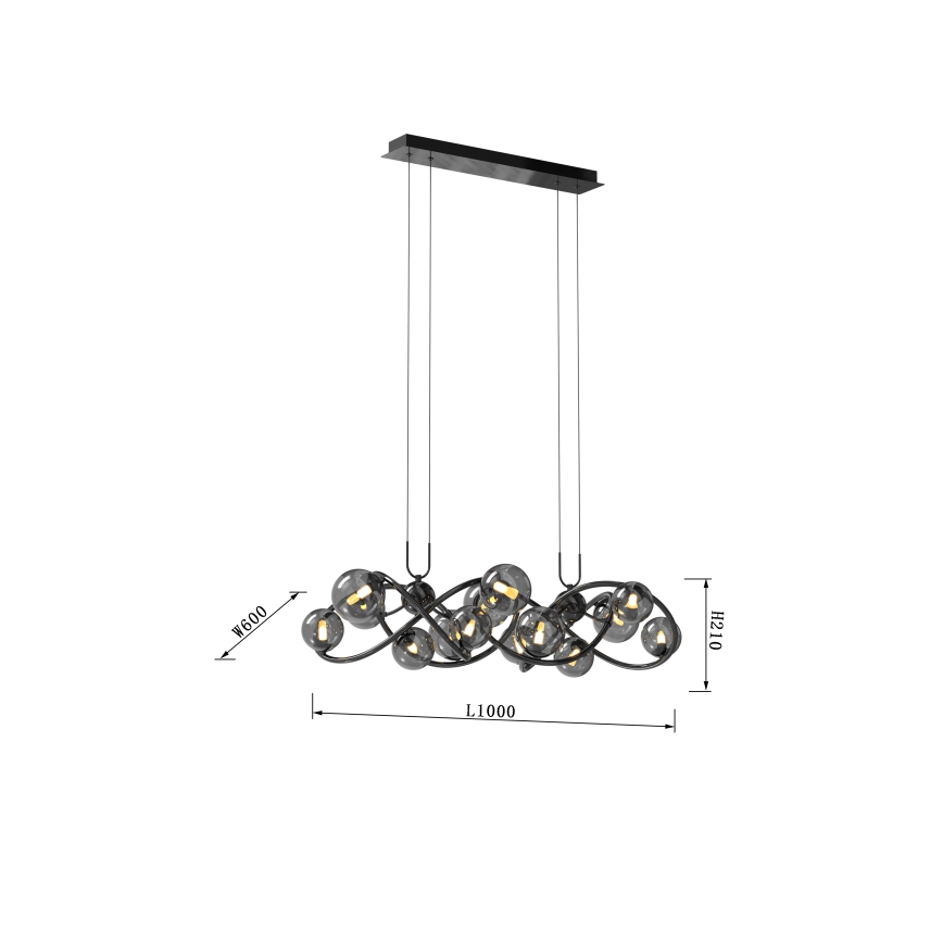 Wofi 7014-1405 - Lampadario LED a sospensione con filo NANCY 14xG9/3,5W/230V nero/cromo lucido
