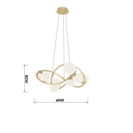 Wofi 7014-801 - Lampadario LED a sospensione con filo NANCY 8xG9/3,5W/230V oro/bianco