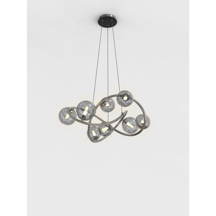 Wofi 7014-805 - Lampadario LED a sospensione con filo NANCY 8xG9/3,5W/230V nero/cromo lucido