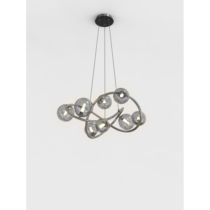 Wofi 7014-805 - Lampadario LED a sospensione con filo NANCY 8xG9/3,5W/230V nero/cromo lucido