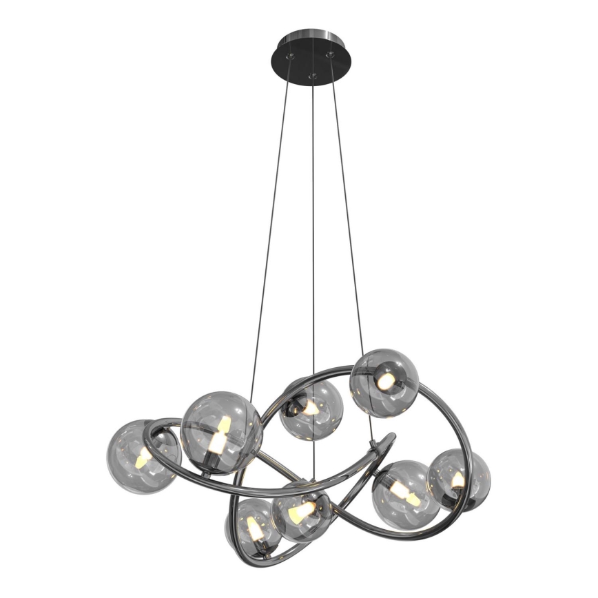 Wofi 7014-805 - Lampadario LED a sospensione con filo NANCY 8xG9/3,5W/230V nero/cromo lucido