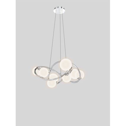 Wofi 7014-807 - Lampadario LED a sospensione con filo NANCY 8xG9/3,5W/230V cromo lucido