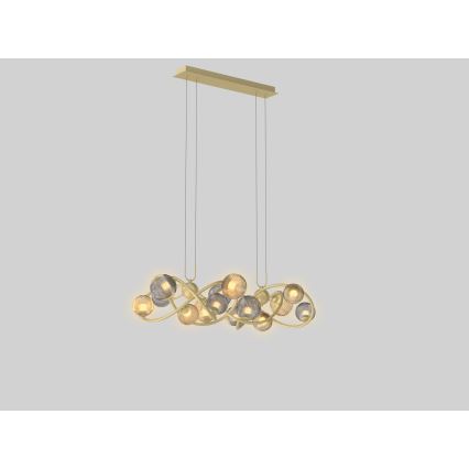 Wofi 7015-1404 - Lampadario LED a sospensione con filo METZ 14xG9/3,5W/230V oro/grigio