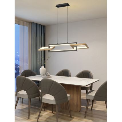 Wofi 7022-306- Lampadario a sospensione con filo LED dimmerabile MATERA LED/30W/230V nero/marrone