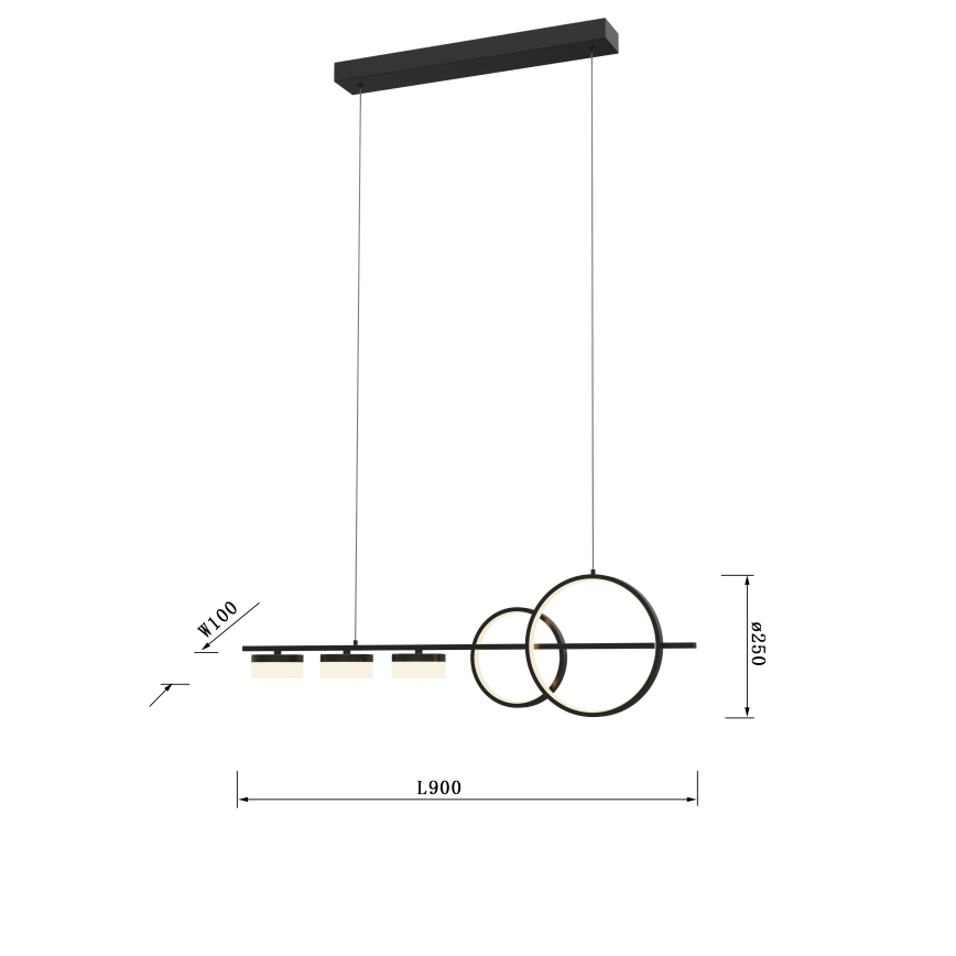 Wofi 7030-502 - Lampadario a sospensione con filo LED dimmerabile MESSINA LED/40W/230V nero