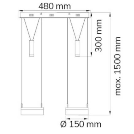 Wofi 7263.04.54.6000 - Lampadario a sospensione con filo LED dimmerabile JETTE 2xLED/7,5W/230V + 2xLED/1W