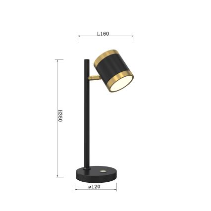 Wofi 8003-104S - Lampada da tavolo LED dimmerabile TOULOUSE LED/10W/230V nero/oro