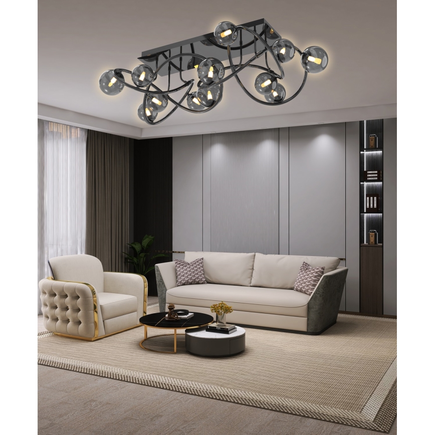 Wofi 9014-1205 - Lampadario a plafone LED NANCY 12xG9/3,5W/230V nero/cromo lucido