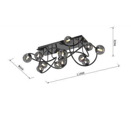 Wofi 9014-1205 - Lampadario a plafone LED NANCY 12xG9/3,5W/230V nero/cromo lucido