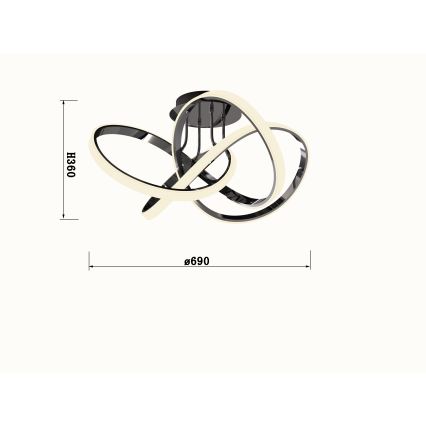 Wofi 9134-105L - Lampadario a plafone LED dimmerabile INDIGO LED/50W/230V nero/cromo lucido