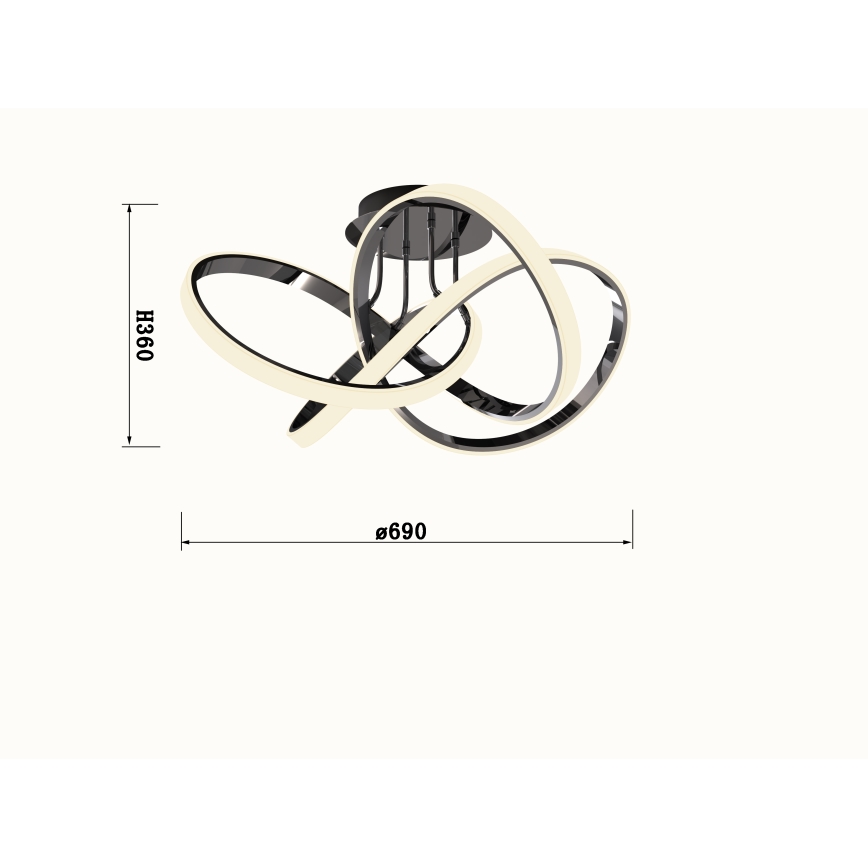 Wofi 9134-105L - Lampadario a plafone LED dimmerabile INDIGO LED/50W/230V nero/cromo lucido