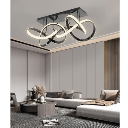 Wofi 9134-205 - Lampadario LED da soffitto dimmerabile INDIGO LED/64W/230V nero/cromo lucido