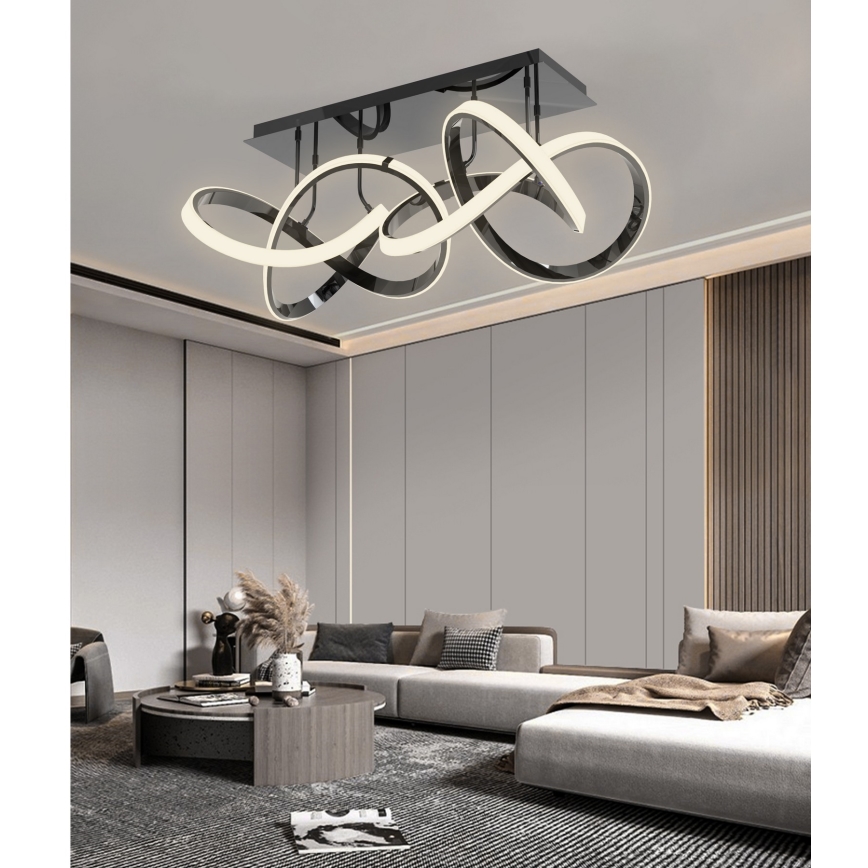 Wofi 9134-205 - Lampadario LED da soffitto dimmerabile INDIGO LED/64W/230V nero/cromo lucido