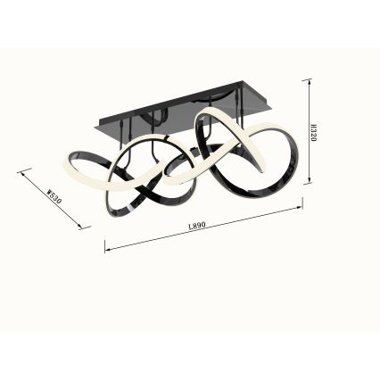Wofi 9134-205 - Lampadario LED da soffitto dimmerabile INDIGO LED/64W/230V nero/cromo lucido