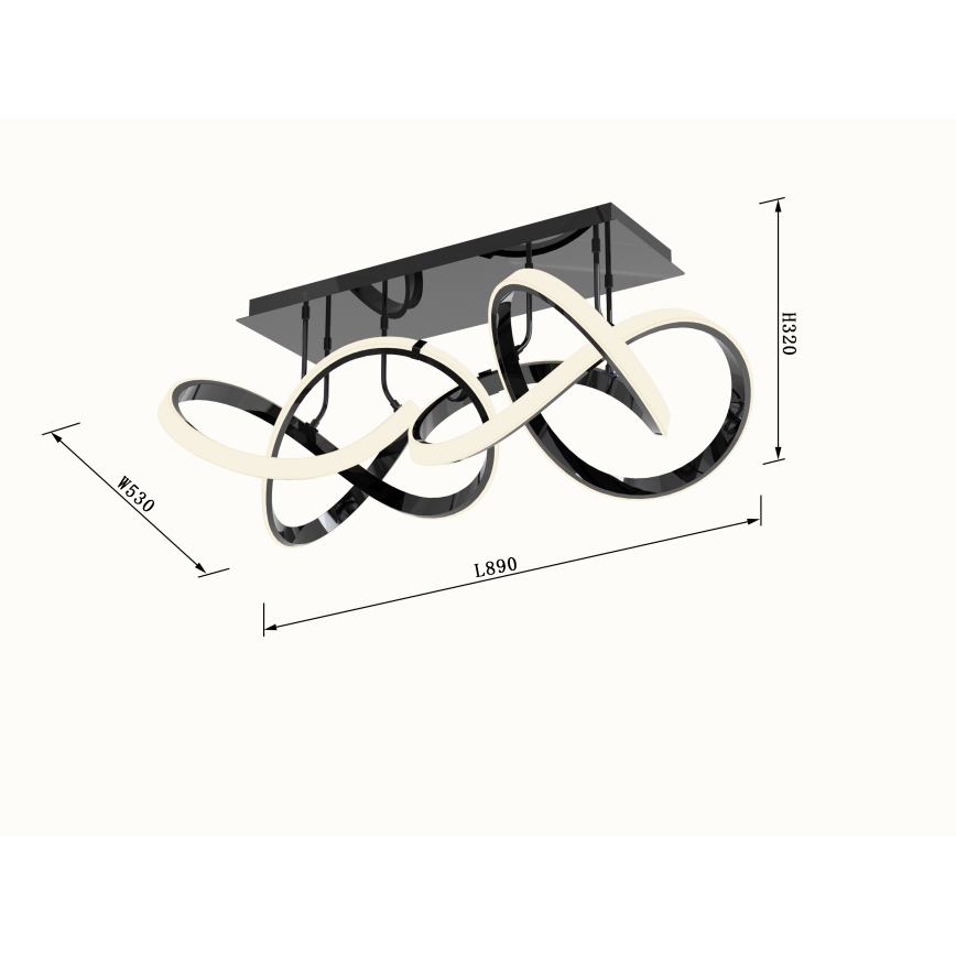 Wofi 9134-205 - Lampadario LED da soffitto dimmerabile INDIGO LED/64W/230V nero/cromo lucido