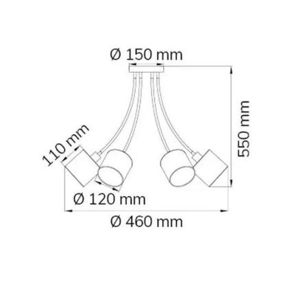 Wofi 9609.06.10.9000 - Lampadario a sospensione con supporto rigido CHARME 6xE14/40W/230V