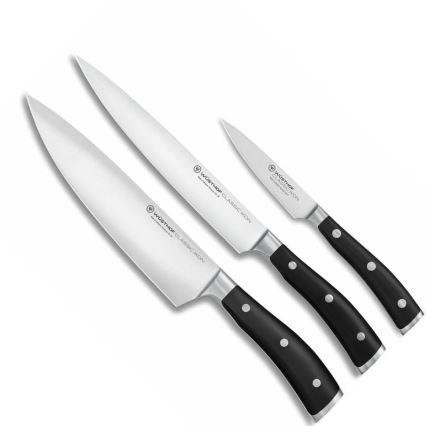 Wüsthof - Set di coltelli da cucina CLASSIC IKON, 3 pezzi, nero