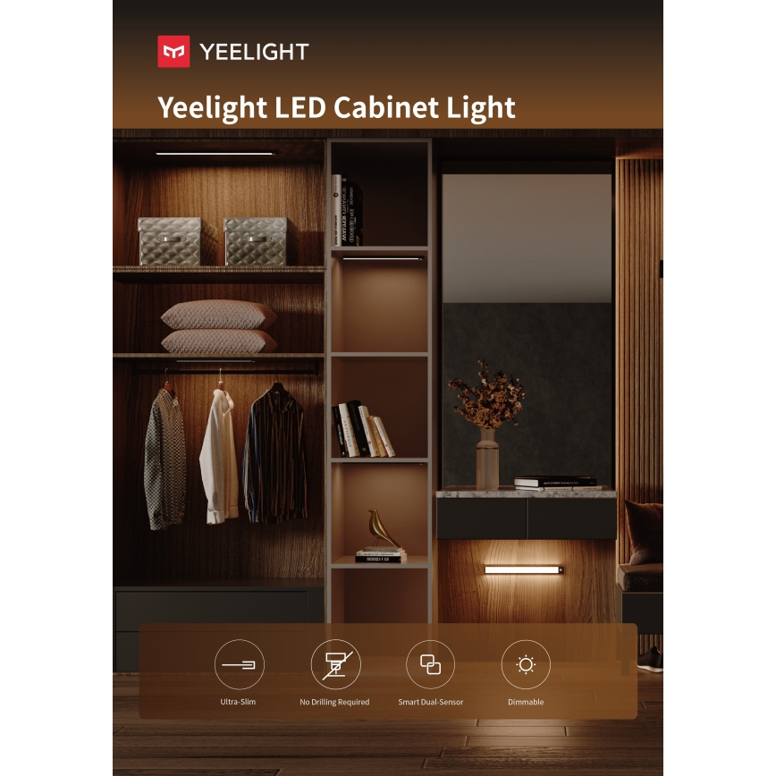 Yeelight - Illuminazione LED dimmerabile ricaricabile per mobili con sensore LED/2,4W/2200 mAh 4000K 60 cm nero