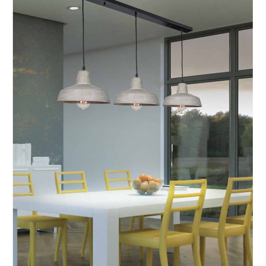 Zambelis 1653 - Lampadario a sospensione con filo 3xE27/40W/230V calcestruzzo