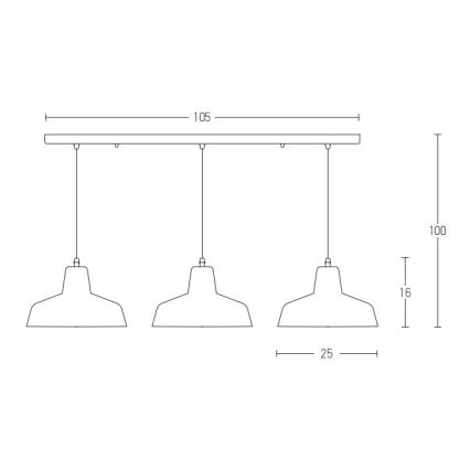 Zambelis 1653 - Lampadario a sospensione con filo 3xE27/40W/230V calcestruzzo