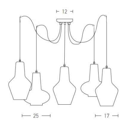 Zambelis 17150 - Lampadario a sospensione con filo 5xE27/40W/230V ragno