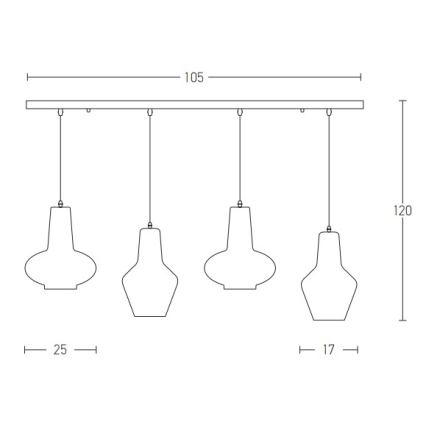 Zambelis 17151 - Lampadario a sospensione con filo 4xE27/40W/230V