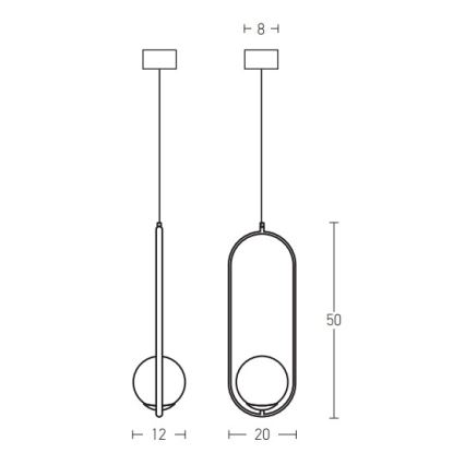 Zambelis 18142-BR - Lampadario a sospensione con filo 1xG9/9W/230V