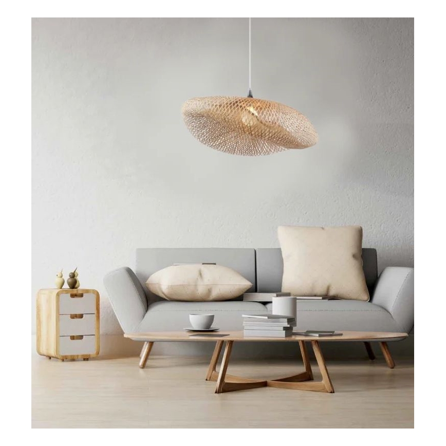 Zambelis 19103 - Lampadario a sospensione con filo 1xE27/40W/230V bambù/beige