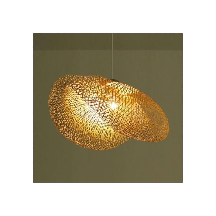 Zambelis 19103 - Lampadario a sospensione con filo 1xE27/40W/230V bambù/beige
