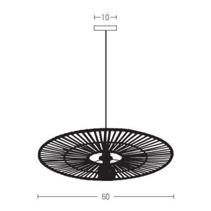 Zambelis 19104 - Lampadario a sospensione con filo 1xE27/40W/230V bambù/nero