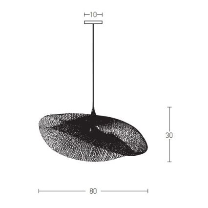 Zambelis 19108 - Lampadario a sospensione con filo 1xE27/40W/230V bambù/nero