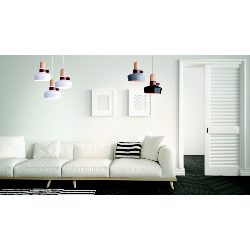 Zambelis 1992 - Lampadario a sospensione con filo 1xE27/40W/230V quercia/bianco