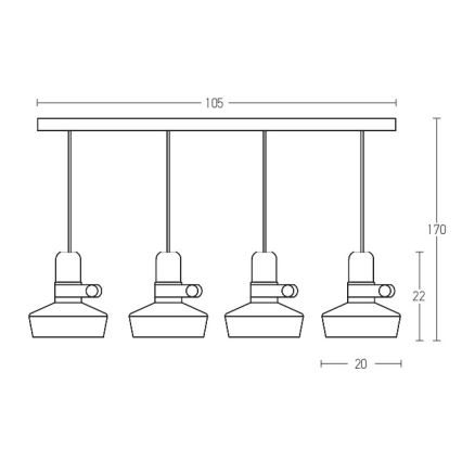 Zambelis 1993-W - Lampadario a sospensione con filo 4xE27/40W/230V bianco