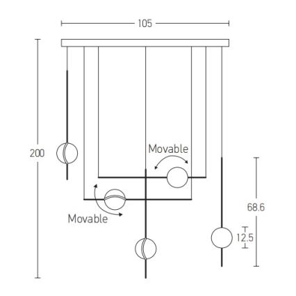 Zambelis 2001 - Lampadario LED a sospensione con filo LED/38W/230V