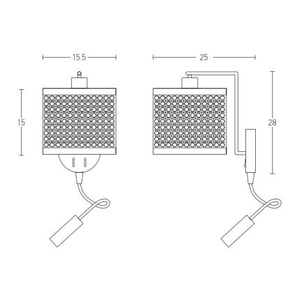 Zambelis 20355 - Applique a LED 1xE27/40W + LED/3W/230V rattan