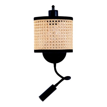 Zambelis 20355 - Lampada da parete LED 1xE27/40W + LED/3W/230V in rattan