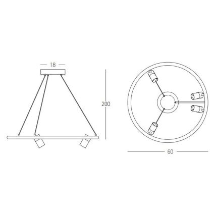 Zambelis 22012 - Lampadario a sospensione con filo LED dimmerabile LED/47W/230V diametro 60 cm nero