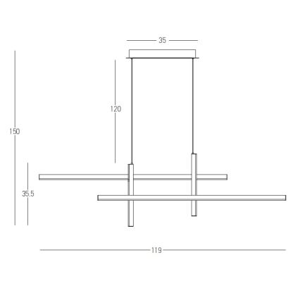 Zambelis 22023 - Lampadario dimmerabile a LED su cavo LED/41W/230V nero